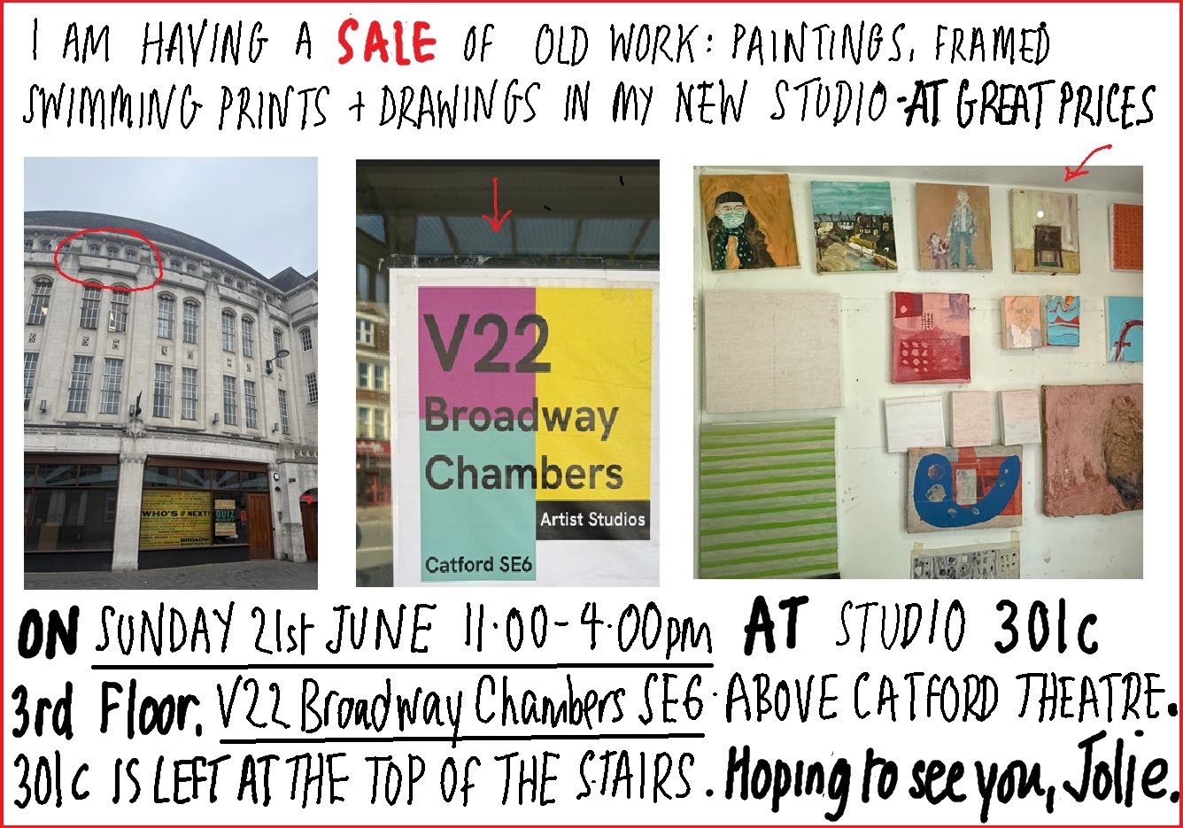 Studio Sale Invite 1 - Jolie Goodman, London Artist - Digital Art - Daily Draw